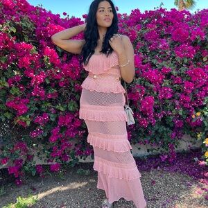 Blush Pink Crochet Dress